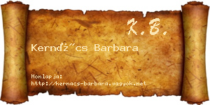 Kernács Barbara névjegykártya