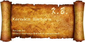 Kernács Barbara névjegykártya